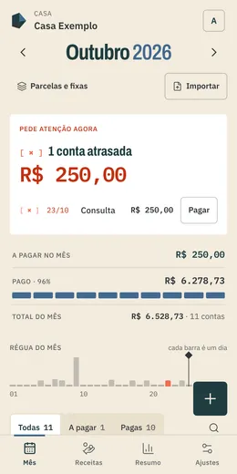 O app no celular